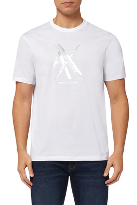 Bold Metallic Logo T-Shirt in Cotton Jersey